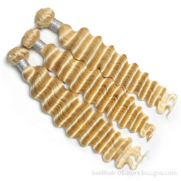 613 hair deep wave bundles blonde virgin remy hair cuticle aligned raw unprocessed human hair russia blonde